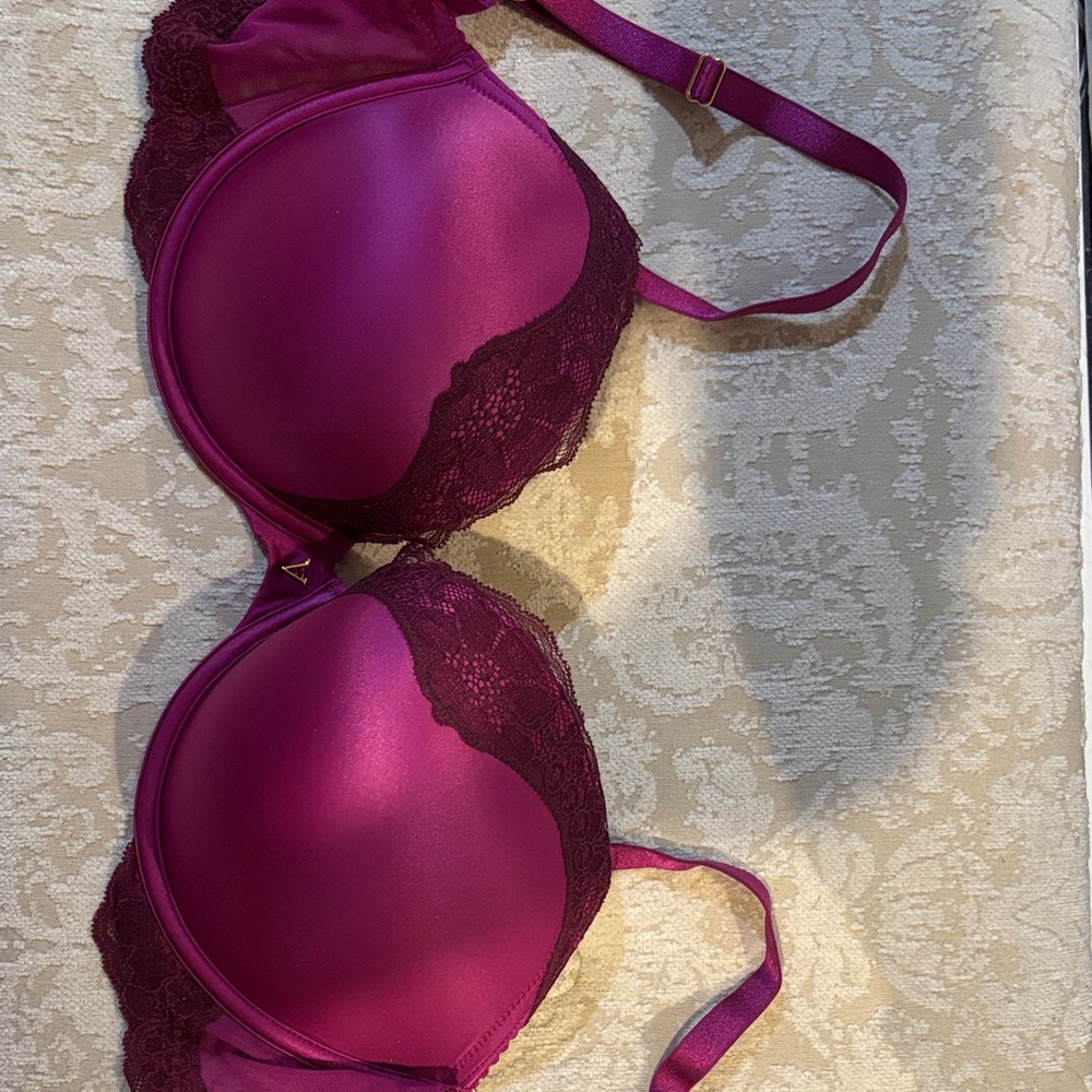 Victoria's Secret Satin and Lace Bra in Magenta